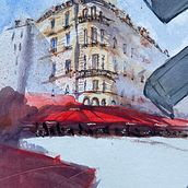 My project in Architectural Sketching with Watercolor and Ink course . Membuat sketsa, Menggambar, Lukisan Cat Air, Ilustrasi Arsitektur, Buku sketsa & Ilustrasi Tinta proyek oleh Angeline Eveleens - 08.17.2021
