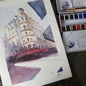 My project in Architectural Sketching with Watercolor and Ink course. Sketching, Drawing, Watercolor Painting, Architectural Illustration, Sketchbook & Ink Illustration project by Jessica Bartlett - 08.17.2021