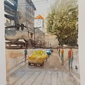 Projecto Final : Paisagens urbanas em aguarela. Artes plásticas, Pintura em aquarela e Ilustração arquitetônica projeto de Raquel F - 17.08.2021