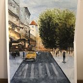 Mi Proyecto del curso: Paisajes urbanos en acuarela. Un projet de Beaux Arts, Aquarelle et Illustration architecturale de Clara Duch - 18.01.2021