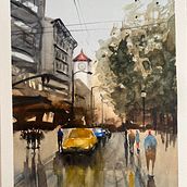 My project in Urban Landscapes in Watercolor course. Fine Arts, Watercolor Painting, and Architectural Illustration project by Kaori Twohig - 08.21.2021