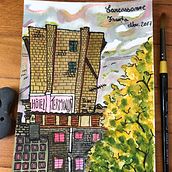 My project in Watercolor Travel Journal course. Un proyecto de Ilustración tradicional, Pintura a la acuarela, Ilustración arquitectónica y Sketchbook de Mar Ina - 21.08.2021