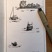 Locquémau Boats - Britain, France. L, scape Architecture, Traditional illustration, Sketchbook, and Sketching project by s.rioderrey - 08.22.2021