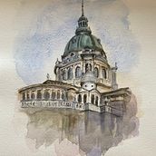 My project in Architectural Sketching with Watercolor and Ink course. Sketching, Drawing, Watercolor Painting, Architectural Illustration, Sketchbook & Ink Illustration project by Kaori Twohig - 08.23.2021