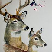Expressive Animal Portrait in Watercolor - Deer. Traditional illustration project by Christian Gonzales - 08.23.2021