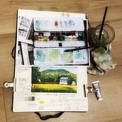 Mon projet du cours : Carnet de voyage à l’aquarelle. Ilustração tradicional, Pintura em aquarela, Ilustração arquitetônica, e Sketchbook projeto de moiitou03 - 23.08.2021