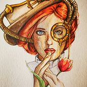 Steampunk Lady. Watercolor Painting project by Rosaria Bonavolontá - 08.22.2021