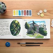 Mi Proyecto del curso: Cuaderno de viaje en acuarela. Un progetto di Illustrazione tradizionale, Pittura ad acquerello, Illustrazione architettonica e Sketchbook di Elena Garduño - 22.08.2021