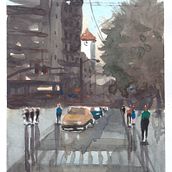 Meu projeto do curso: Paisagens urbanas em aquarela. Fine Arts, Watercolor Painting, and Architectural Illustration project by denize_rossi_pr - 08.26.2021