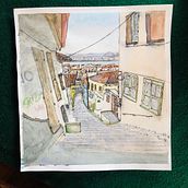 My project in Architectural Sketching with Watercolor and Ink course. Sketching, Drawing, Watercolor Painting, Architectural Illustration, Sketchbook & Ink Illustration project by Vassi - 08.26.2021