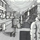 Escena: Un paseo por la ciudad. Mi Proyecto del curso: Fundamentos del dibujo de personas a partir de la imaginación   . Traditional illustration, Fine Arts, Sketching, Pencil Drawing, Drawing, Artistic Drawing, and Figure Drawing project by Pablo Cornejo Mejías - 08.21.2021