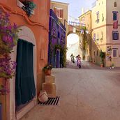 Italian Inspired Side Street. Concept Art, and Traditional illustration project by Courtney - 08.28.2021