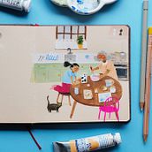 My project in Exploratory Sketchbook: Find Your Drawing Style course Ein Projekt aus dem Bereich Traditionelle Illustration, Skizzenentwurf, Kreativität, Zeichnung, Aquarellmalerei, Sketchbook und Gouachemalerei von Marloes De Vries - 29.08.2021