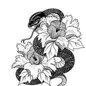 Serpiente japonesa en balckwork. Un progetto di Illustrazione tradizionale, Illustrazione digitale e Design di tatuaggi di carlosziadaliyassin - 30.08.2021