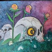 Crânes et Pissenlits. Un proyecto de Ilustración tradicional, Creatividad, Dibujo a lápiz, Dibujo, Pintura a la acuarela y Dibujo artístico de amandine_p_artsgraphiques - 31.08.2021