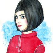 Mon projet du cours : Portrait à l'aquarelle d'après une photo - Lady Dada. Un proyecto de Ilustración tradicional, Pintura a la acuarela y Dibujo de Retrato de Marie Nevens - 01.09.2021