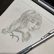 Female Portrait in Mechanical Pencil. Traditional illustration project by micata - 08.31.2021