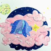 Bear in the Clouds - Illustration Techniques with Watercolor and Gouache course. Projekt z dziedziny Trad, c, jna ilustracja,  Sztuki piękne,  Malarstwo, Malowanie akwarelą, Ilustracje dla dzieci i Malowanie gwaszami użytkownika Rebeca de Legarreta - 02.09.2021
