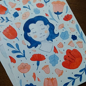 Meu projeto do curso: Retrato ilustrado com elementos botânicos. Un projet de Illustration traditionnelle, Illustration numérique, Illustration botanique , et Dessin numérique de Cristiane - 11.05.2020