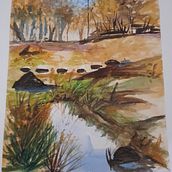 My project in Natural Landscapes in Watercolor course. Fine Arts, Painting, and Watercolor Painting project by Christine Fauche - 09.05.2021