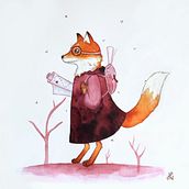 Cute fox adventurer painted with ink. Projekt z dziedziny Ilustracje dla dzieci, Trad, c, jna ilustracja,  R, sunek art, st, czn,  R, sunek atramentem, Concept art i Projektowanie postaci użytkownika Hana Nekrep - 08.09.2021