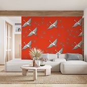 heron wallpaper. Een project van  Ontwerp, Traditionele illustratie, Grafisch ontwerp, Interieurontwerp, Patroonontwerp,  Tekening y  Interieurdecoratie van Fernanda Mogna Bagur - 08.09.2021
