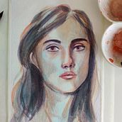 Meu projeto do curso: Retrato artístico em aquarela. Un proyecto de Bellas Artes, Pintura, Pintura a la acuarela y Dibujo de Retrato de Bruna Limas - 08.09.2021