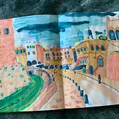 Jerusalem Urban Sketch with Gouache . Traditional illustration, Sketching, Drawing, Architectural Illustration, Sketchbook, and Gouache Painting project by Abbey - 09.01.2021