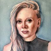My project in Artistic Portrait with Watercolors course. Un proyecto de Bellas Artes, Pintura, Pintura a la acuarela y Dibujo de Retrato de Lisa Torkelson - 12.09.2021