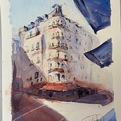 My project in Architectural Sketching with Watercolor and Ink course. Un projet de Esquisse , Dessin, Aquarelle, Illustration architecturale, Carnet de croquis et Illustration à l'encre de sokiloksana - 12.09.2021