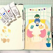 My project in Exploratory Sketchbook: Find Your Drawing Style course. Traditional illustration, Sketching, Creativit, Drawing, Sketchbook, and Gouache Painting project by Sandy Chiu - 09.14.2021