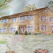 Final watercolor Saltbox house. Design project by Mariyn Weimer - 09.14.2021