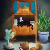 My project in Cinematic Digital Illustration with Photoshop course - cat and dog. Traditional illustration, Digital Illustration, and Concept Art project by Kim Chen - 09.18.2021