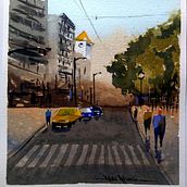 Meu projeto do curso: Paisagens urbanas em aquarela. Een project van  Beeldende kunst, Aquarelschilderen y  Architecturale illustratie van Alda Gomes - 18.09.2021