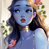Blu, my original character . Traditional illustration, Character Design, Portrait Drawing, Digital Drawing, and Digital Painting project by Eunice Adeyi - 09.19.2021