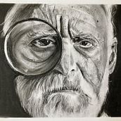 Charcoal under magnifying glass - My second test. Drawing, Portrait Drawing, and Pencil Drawing project by Tom Itterbeek - 09.19.2021