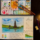 My project in Watercolor Travel Journal course - Bali diaries. Traditional illustration, Watercolor Painting, Architectural Illustration, and Sketchbook project by Brindha premsekar - 09.19.2021