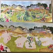 My project in Pictorial Sketchbook with Gouache course. Sketching, Drawing, Architectural Illustration, Sketchbook, and Gouache Painting project by Judith Main - 09.21.2021