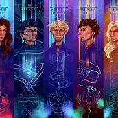 Series of Fantasy/Sci-Fi Character Bookmarks. Un proyecto de Ilustración tradicional, Diseño de personajes, Pintura, Creatividad, Dibujo, Dibujo digital y Pintura digital de Laura Kuzn - 17.04.2021