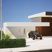 FACHADA MODERNA + INTERIOR DO QUARTO MASTER. Furniture Design, Making, Interior Design, Lighting Design, and 3D Animation project by Rafaela Rodrigues - 09.26.2021