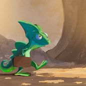 Camaleón traviesín. Un proyecto de Ilustración tradicional, Diseño de personajes, Dibujo e Ilustración digital de Ruben Castañeda - 26.09.2021