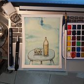 Queso y vino. Traditional illustration, Design, and Fine Arts project by Cristian - 09.28.2021
