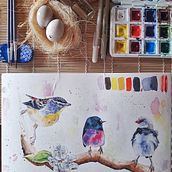 My project in Artistic Watercolor Techniques for Illustrating Birds course. Een project van Traditionele illustratie, Aquarelschilderen, Realistische tekening y Naturalistische illustratie van BENNI ASMA - 29.09.2021