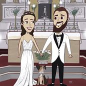 Invitaciones de casamiento. Un proyecto de Ilustración tradicional, Ilustración digital, Diseño de personajes y Dibujo de Retrato de Julián Raia - 30.09.2021