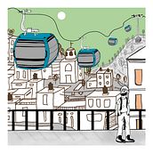 Cablebus L-1. Traditional illustration, Architecture, L, scape Architecture, and Street Art project by Carlos Torres - 09.30.2021