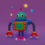 Robot 3D. Un proyecto de Modelado 3D, Ilustración tradicional y Diseño de Rafael González - 03.10.2021