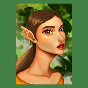 Meu projeto do curso: Retrato digital no Photoshop com um toque de fantasia - Elfa. Traditional illustration, Drawing, Digital Illustration, Portrait Drawing, Digital Drawing, and Digital Painting project by Nathalia Beatriz de Felipe - 10.02.2021