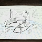 My project in Artistic Perspective: Interior Spaces from Your Point of View  course. Een project van Traditionele illustratie, Architectuur,  Tekening y  Architecturale illustratie van Thitirerk Phromvanich - 04.10.2021