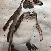 My project in Expressive Animal Portraits in Watercolor course: Cotswold Wildlife Park Series - Penguin Ein Projekt aus dem Bereich Traditionelle Illustration, Aquarellmalerei, Realistische Zeichnung und Naturalistische Illustration von Sharon Brookes - 02.10.2021
