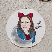 Minha filha Luna. Painting, Watercolor Painting, and Embroidery project by Aline Cortes - 10.04.2021